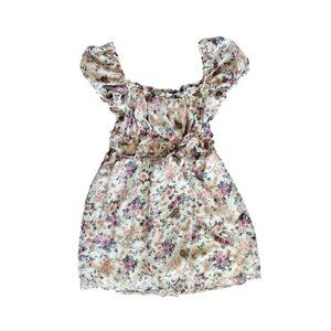 Trixxi Floral Dress with Gold Accents